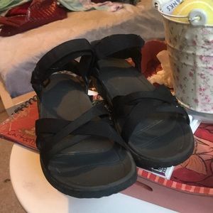 BLACK TEVA SANDALS